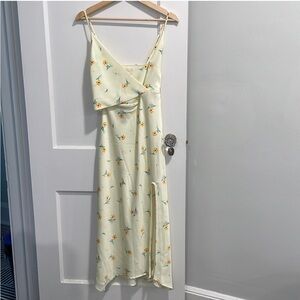 Yellow floral midi dress